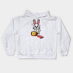 Funny Bunny Spills BBQ Sauce Kids Hoodie